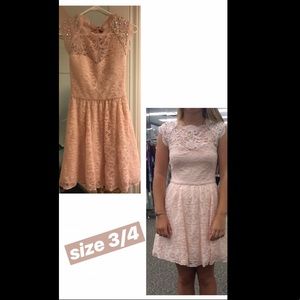 Short, Pink, Lace Prom Dress